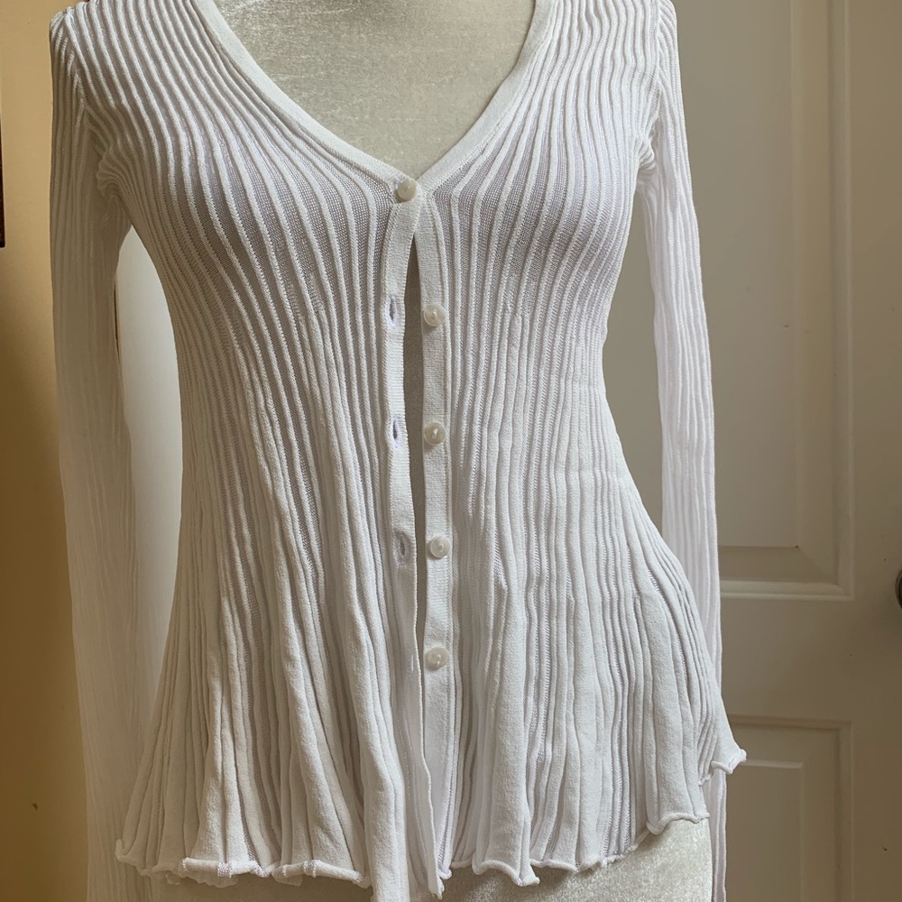 Massimo Dutti Women White Cardigan Sweater Top XS